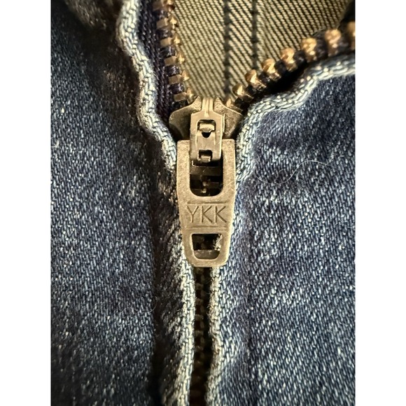 Free People Jumpsuit Womens Size XL Jayde Flare Leg Dark Blue Denim Zip - Picture 10 of 13